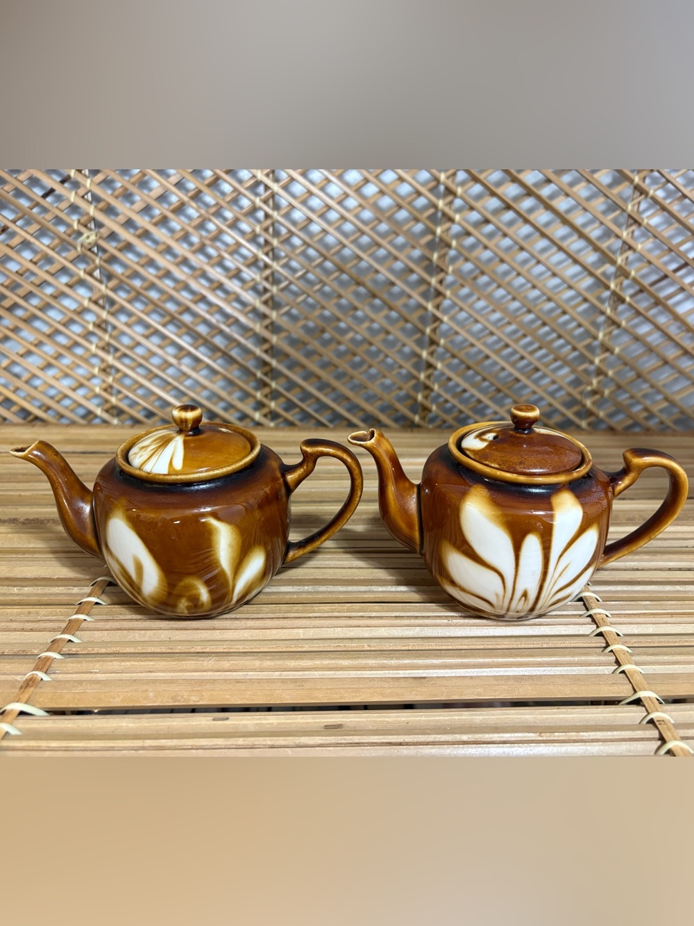 Vintage Brown Marble Glaze Single Serve Teapots - Picture 4 of 5